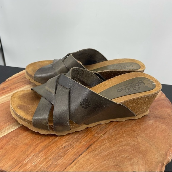 Yokono kaki Cadiz 100 Vaquetilla cork wedge sandal 7.5 gray - Picture 4 of 10